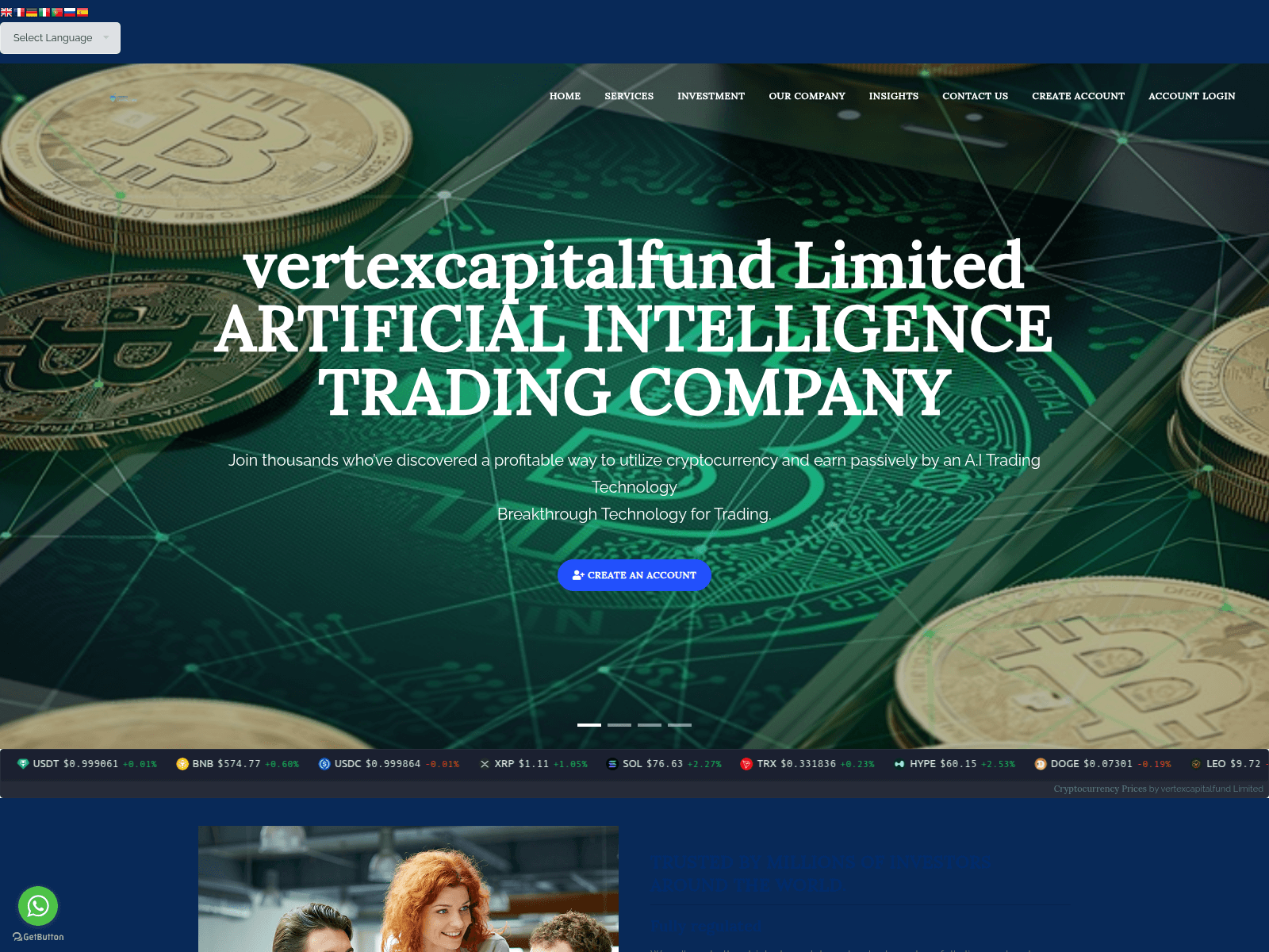 Screenshot of vertexcapitalfund.org