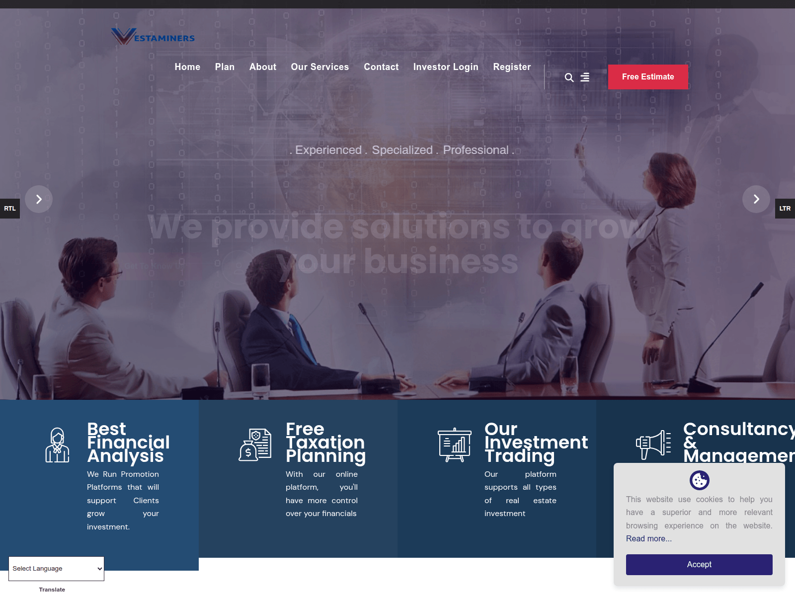 Screenshot of vestaminers.com