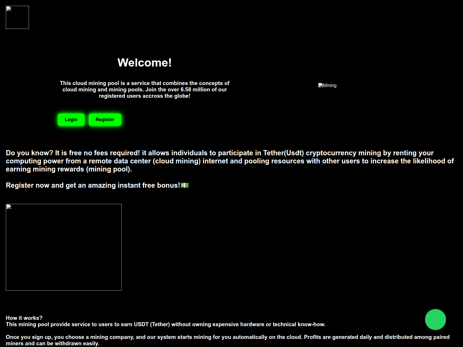 Screenshot of usdtminingpool.com