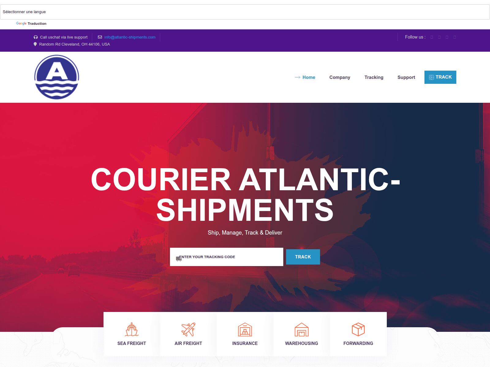 Screenshot of atlantic-shipments.com