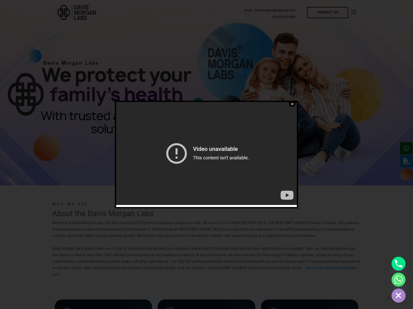 Screenshot of www.davismorganlabs.com