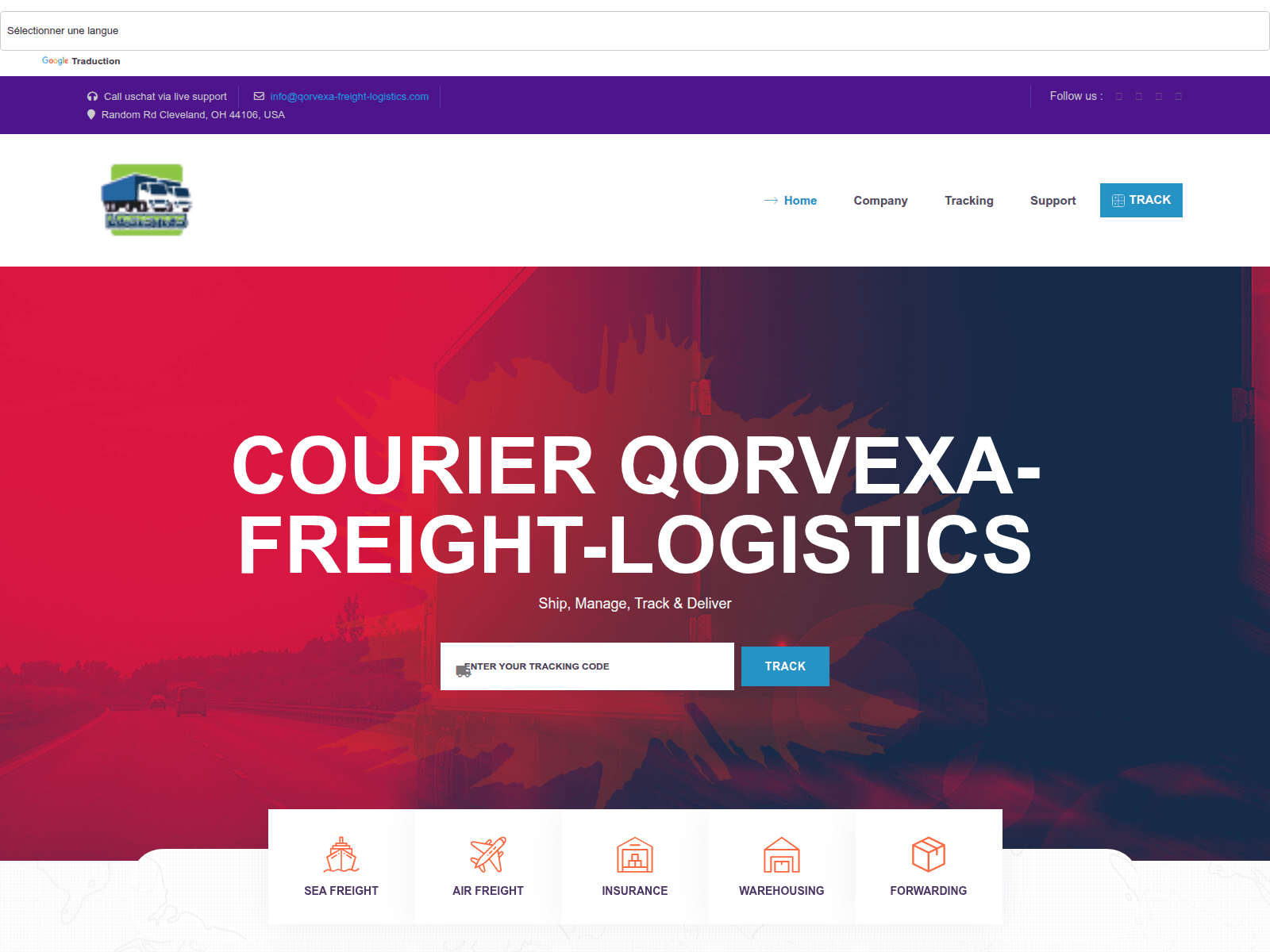 Screenshot of qorvexa-freight-logistics.com
