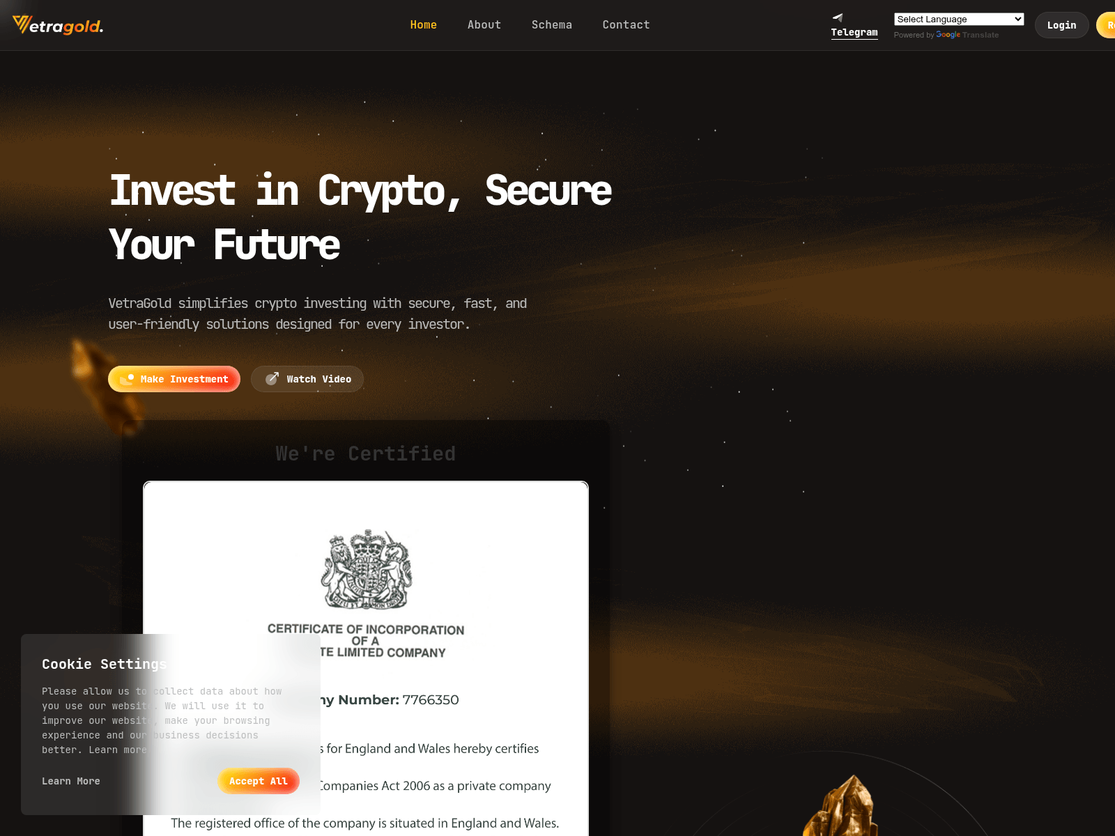 Screenshot of vetragold.com