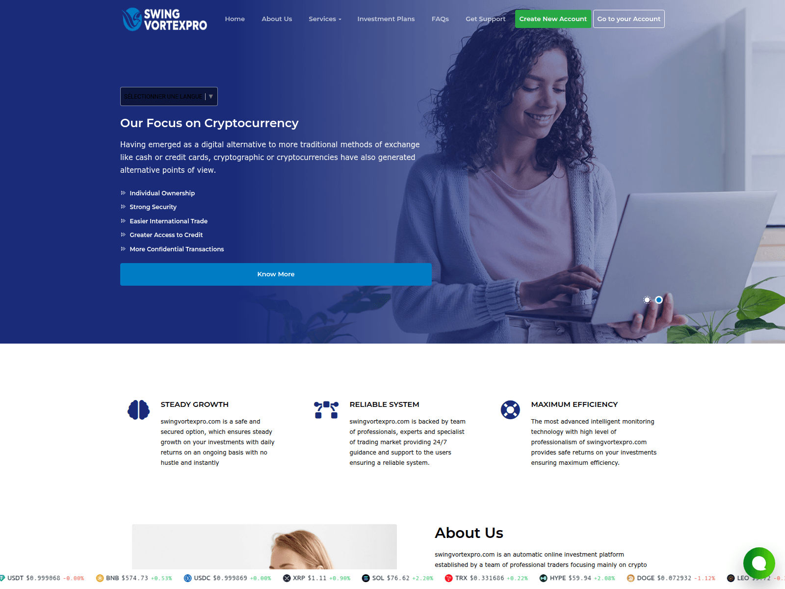 Screenshot of swingvortexpro.com
