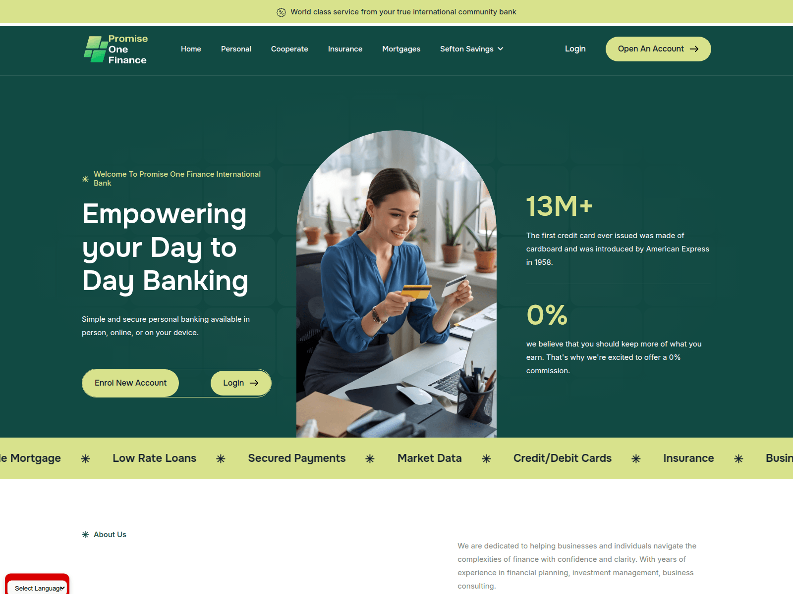 Screenshot of promiseonefin.com
