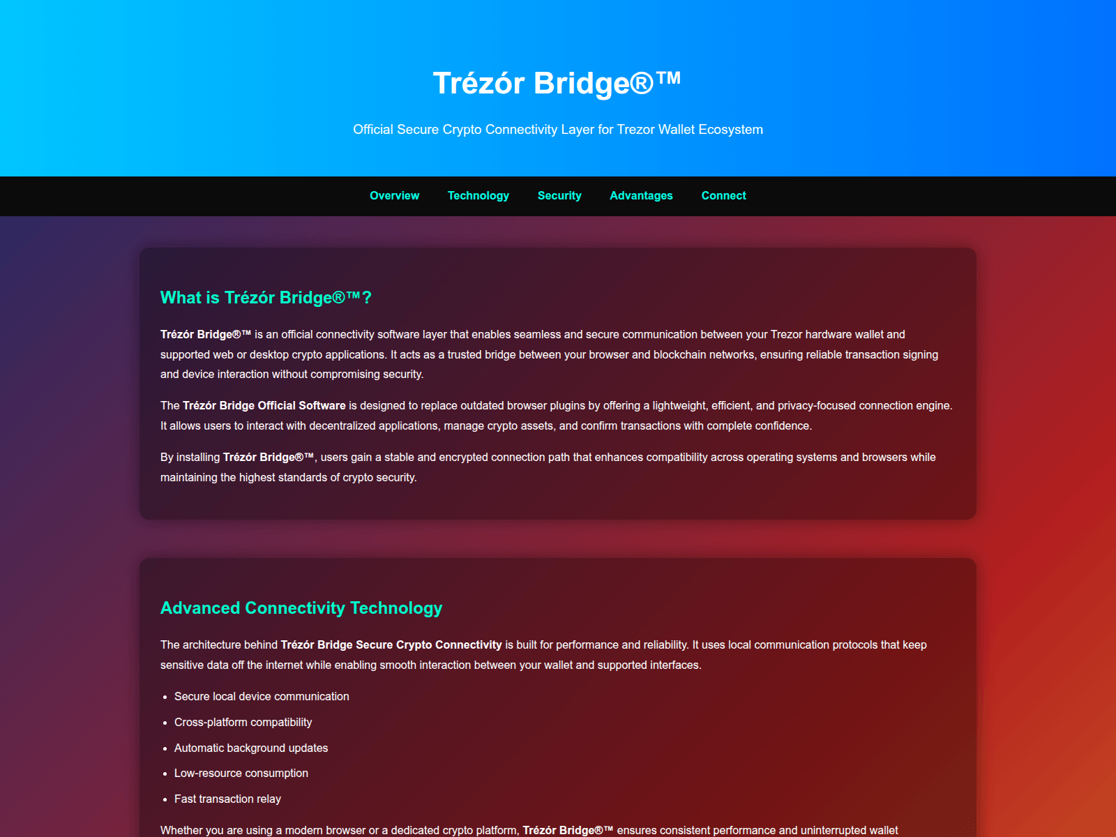Screenshot of trezir-bridge-home.wasmer.app