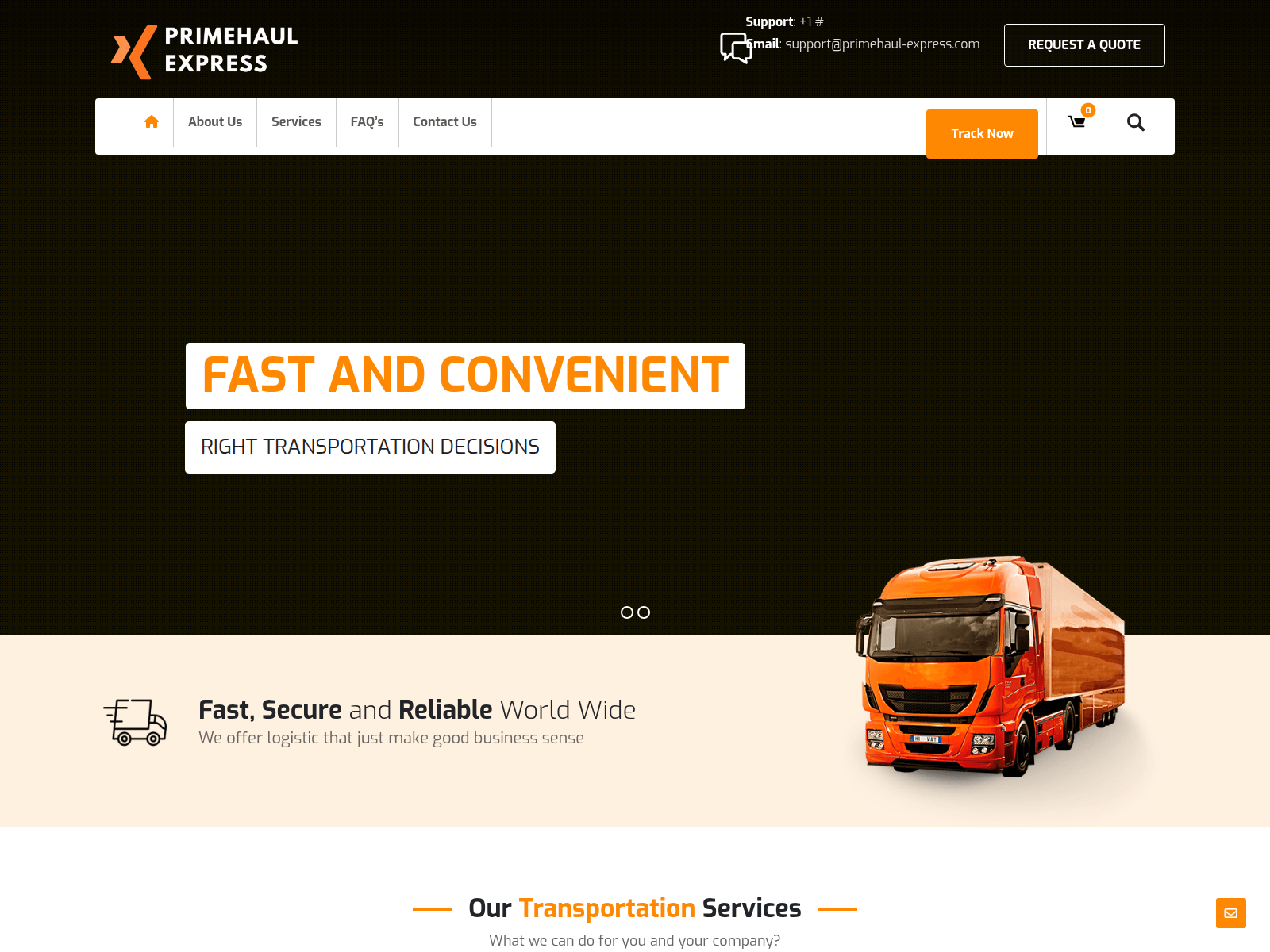 Screenshot of primehaul-express.com
