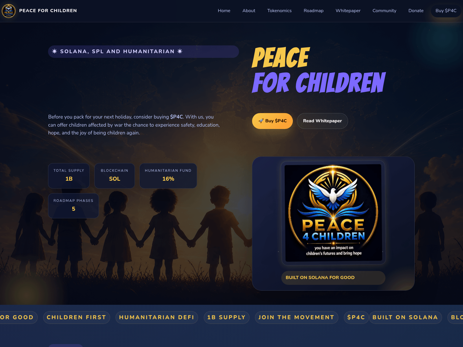 Screenshot of peace4children.com