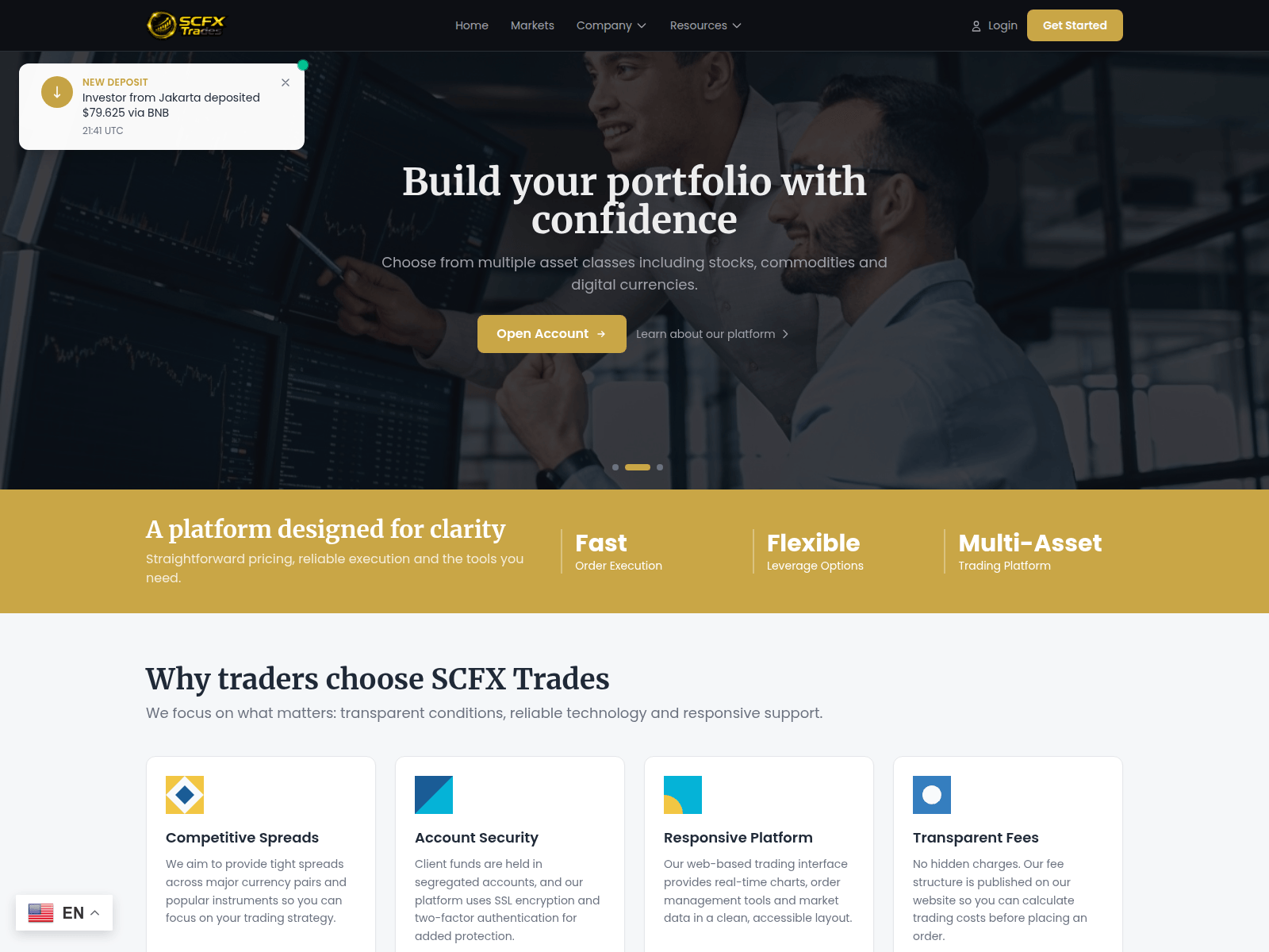 Screenshot of scfxtrades.com