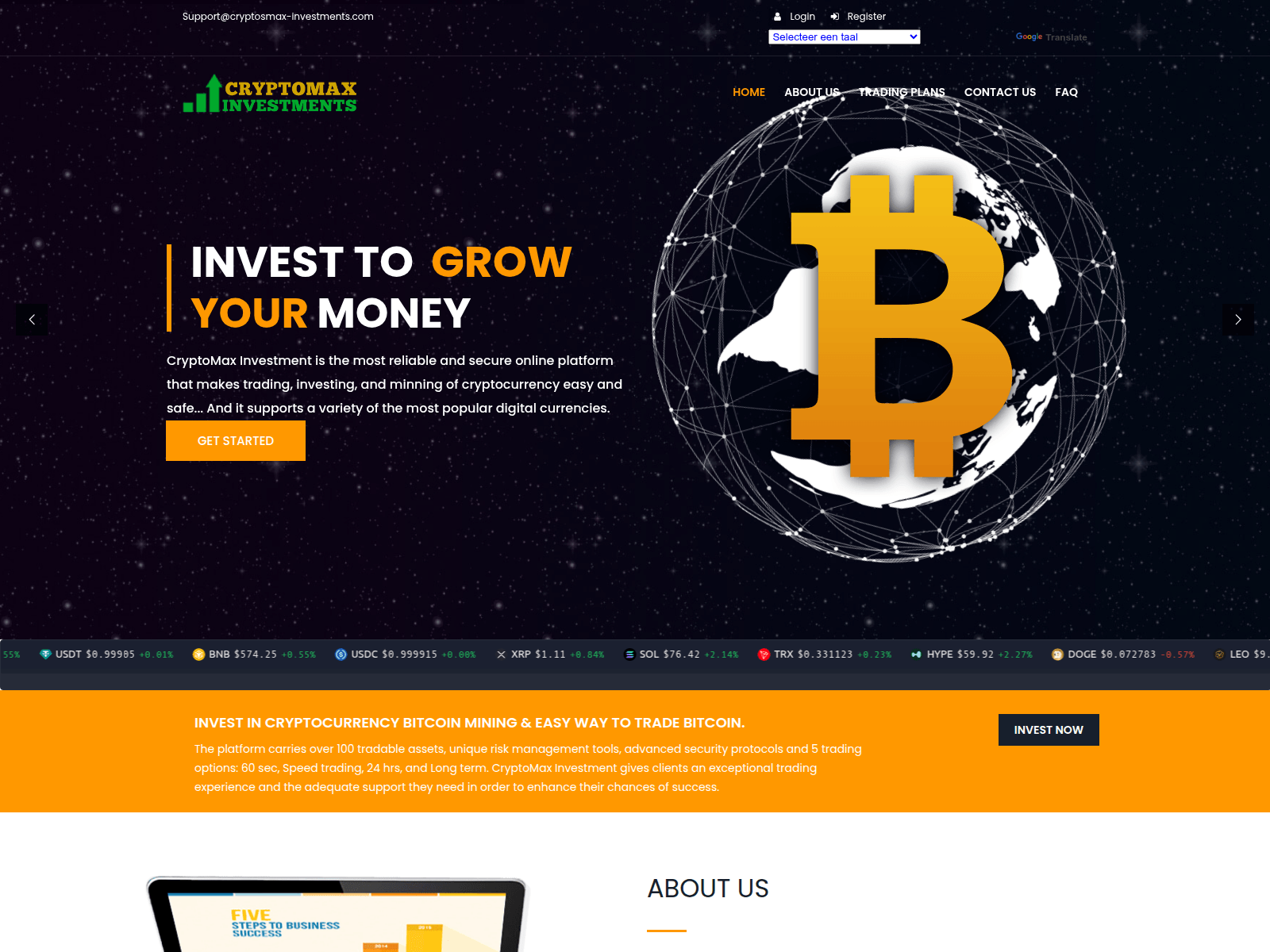 Screenshot of cryptosmax-investment.com