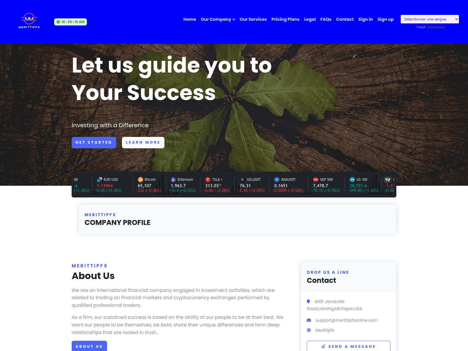 Screenshot of merittipfxonline.com