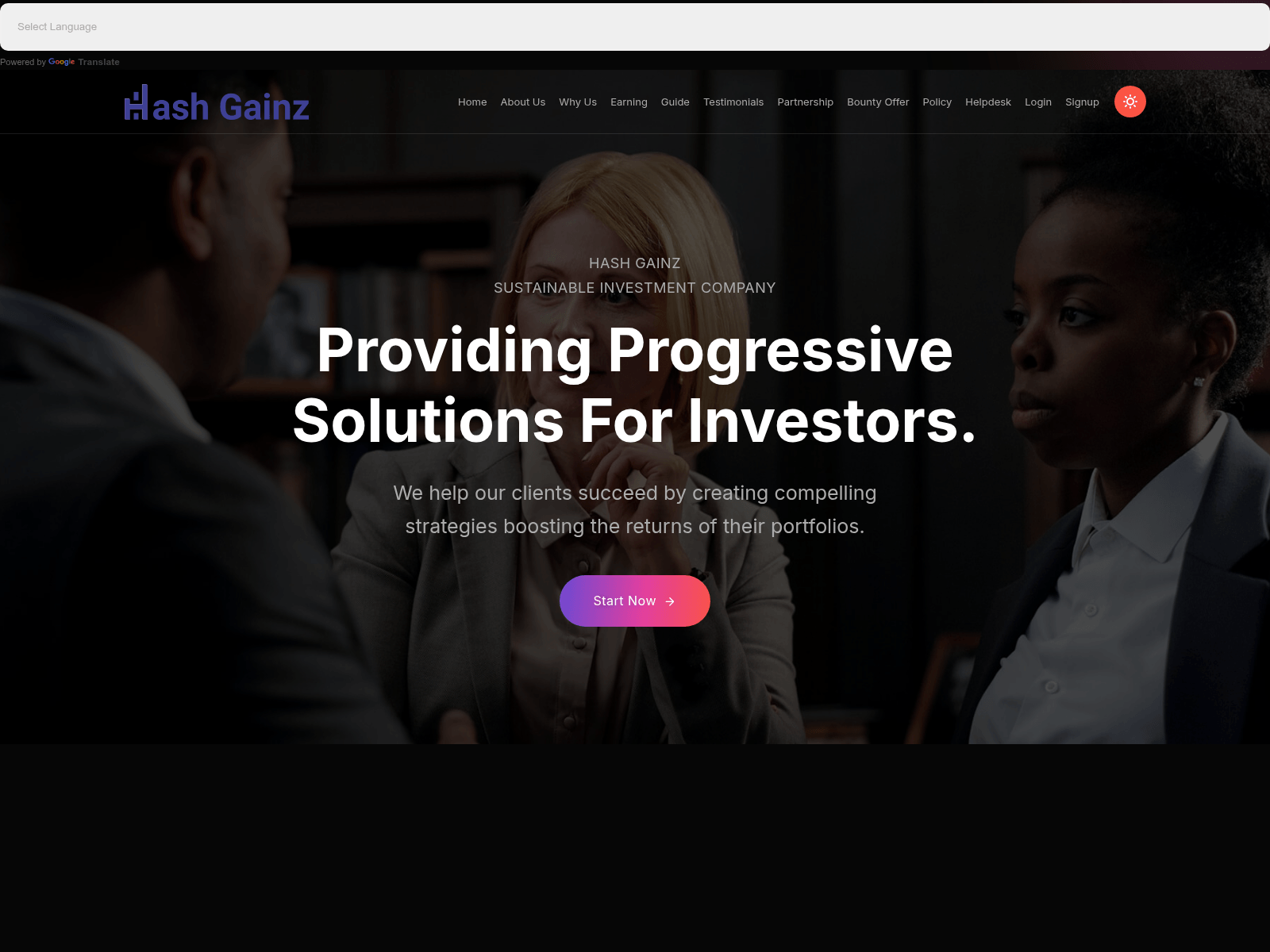 Screenshot of hashgainz.com