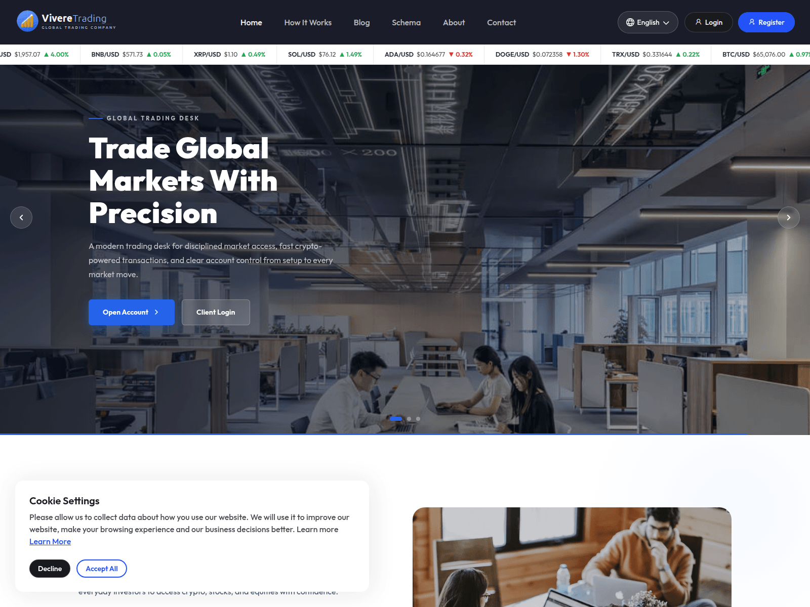 Screenshot of viveretradingplatform.com