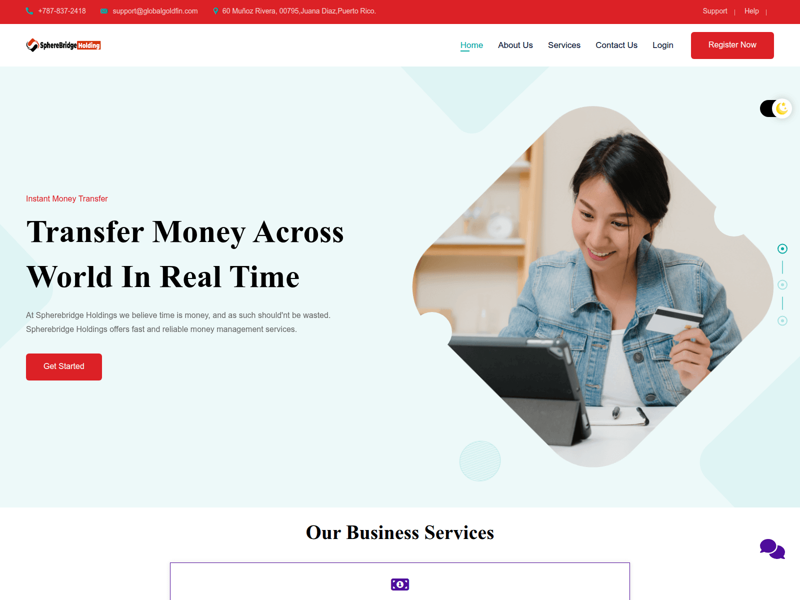 Screenshot of spherebridgeholdings.com