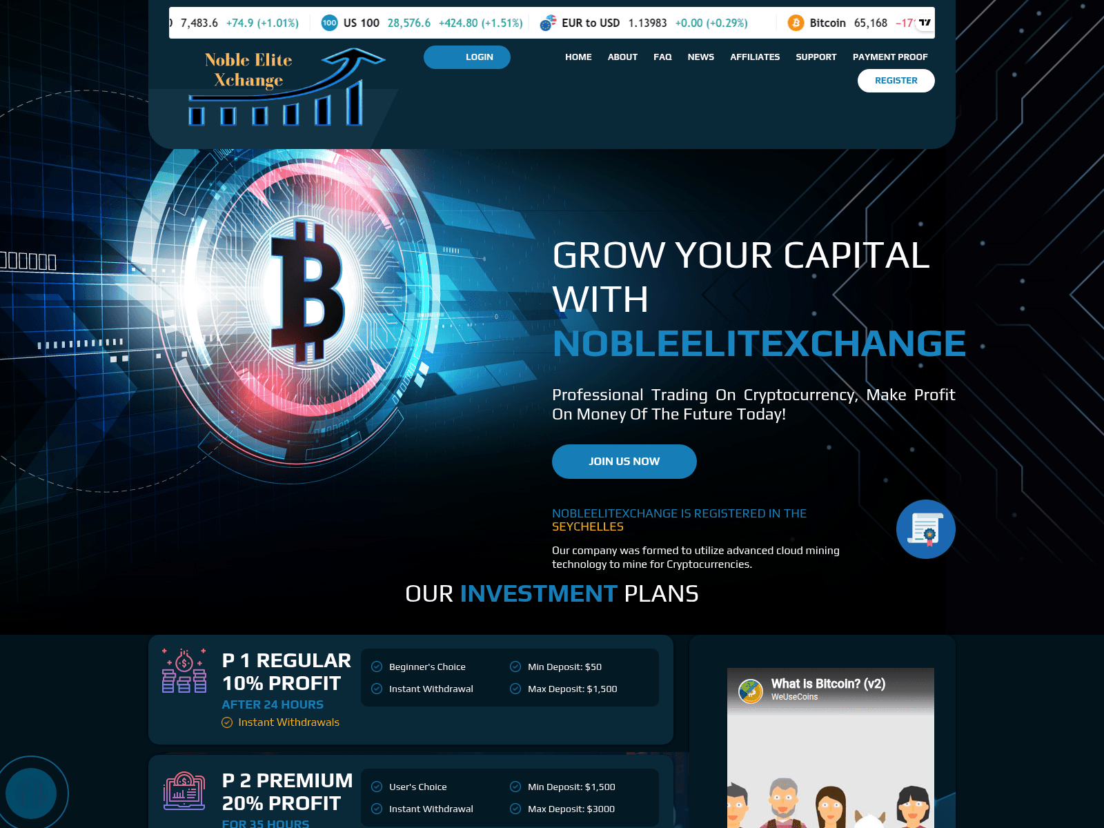 Screenshot of nobleelitexchange.com