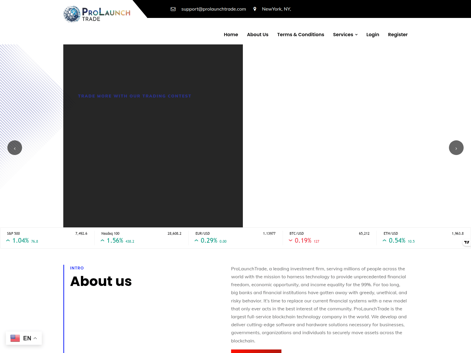 Screenshot of prolaunchtrade.com
