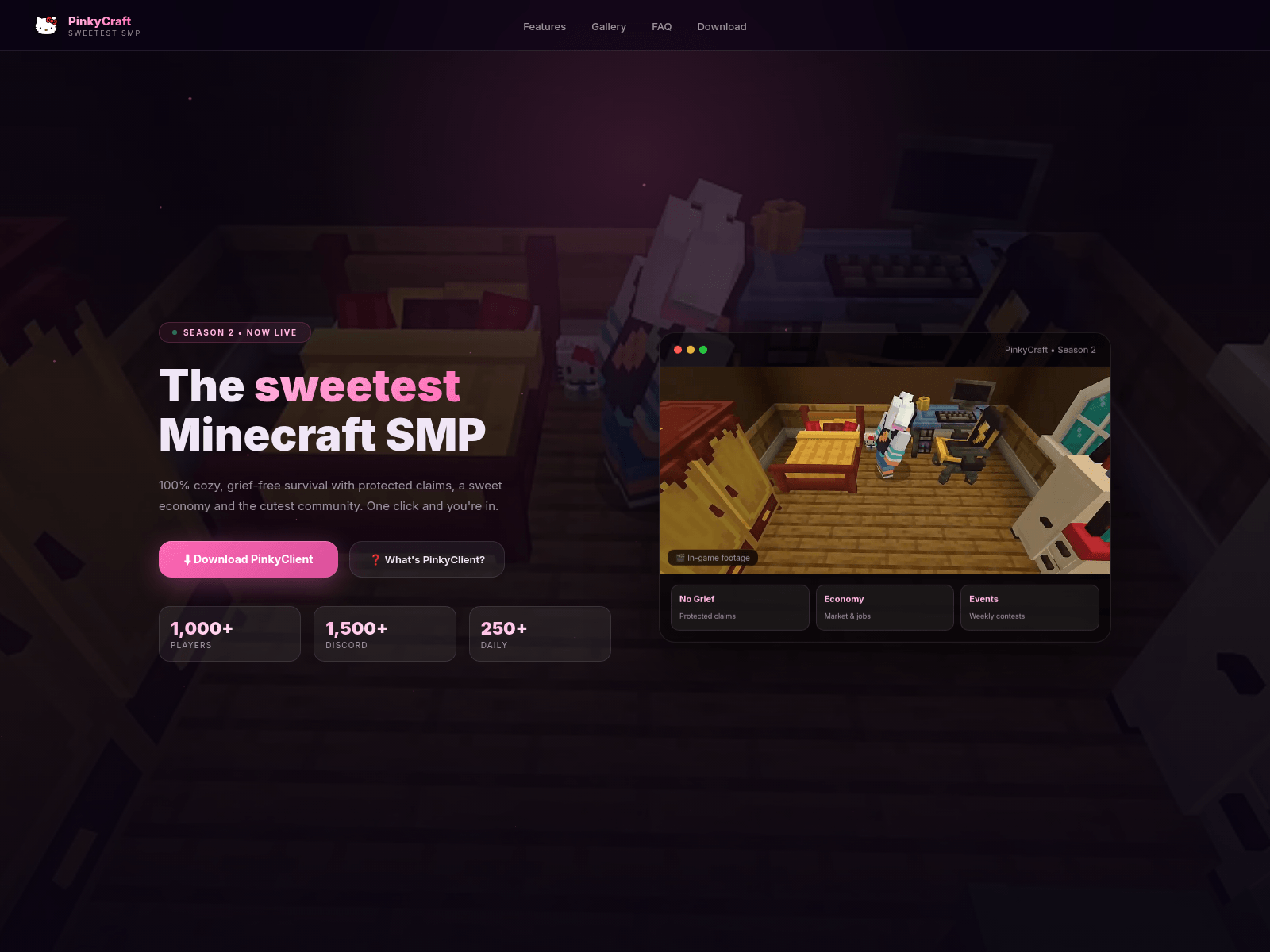 Screenshot of dowloandpinkycraft.com