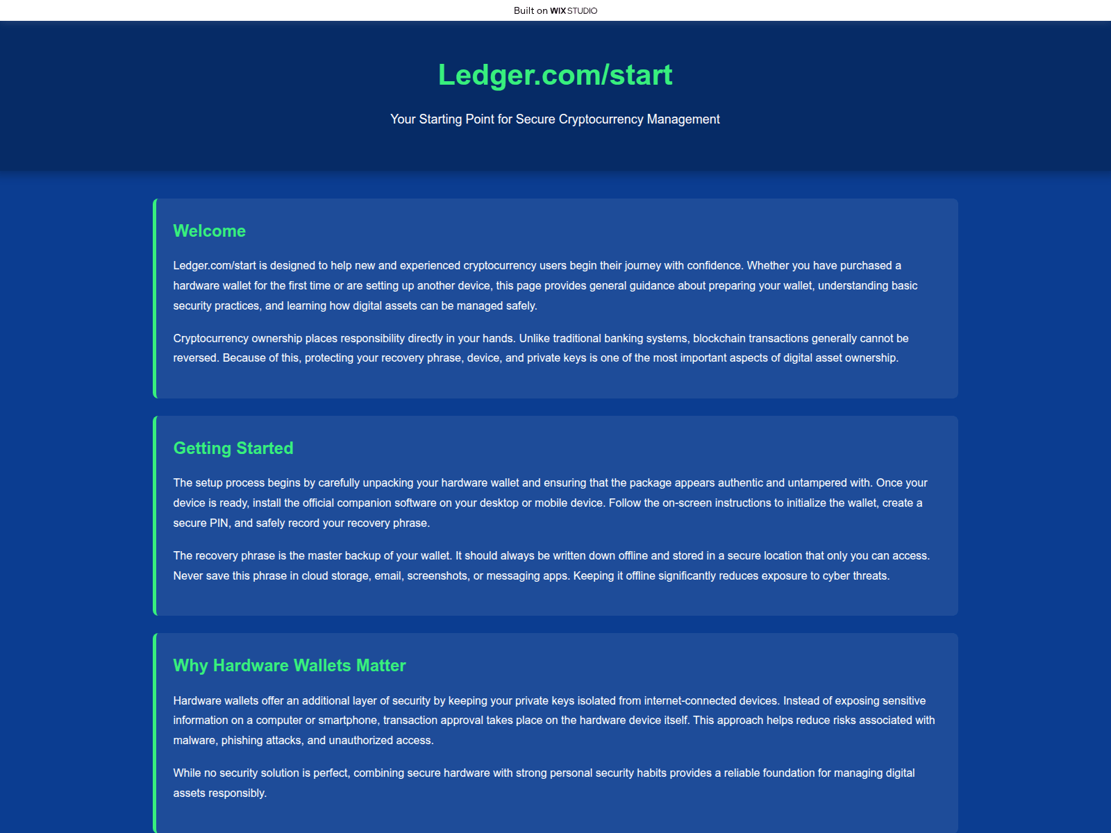 Screenshot of learn-ledgepage.wixstudio.com