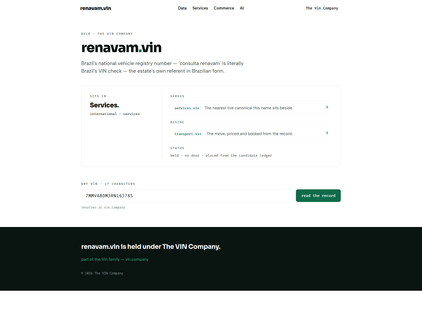 Screenshot of renavam.vin
