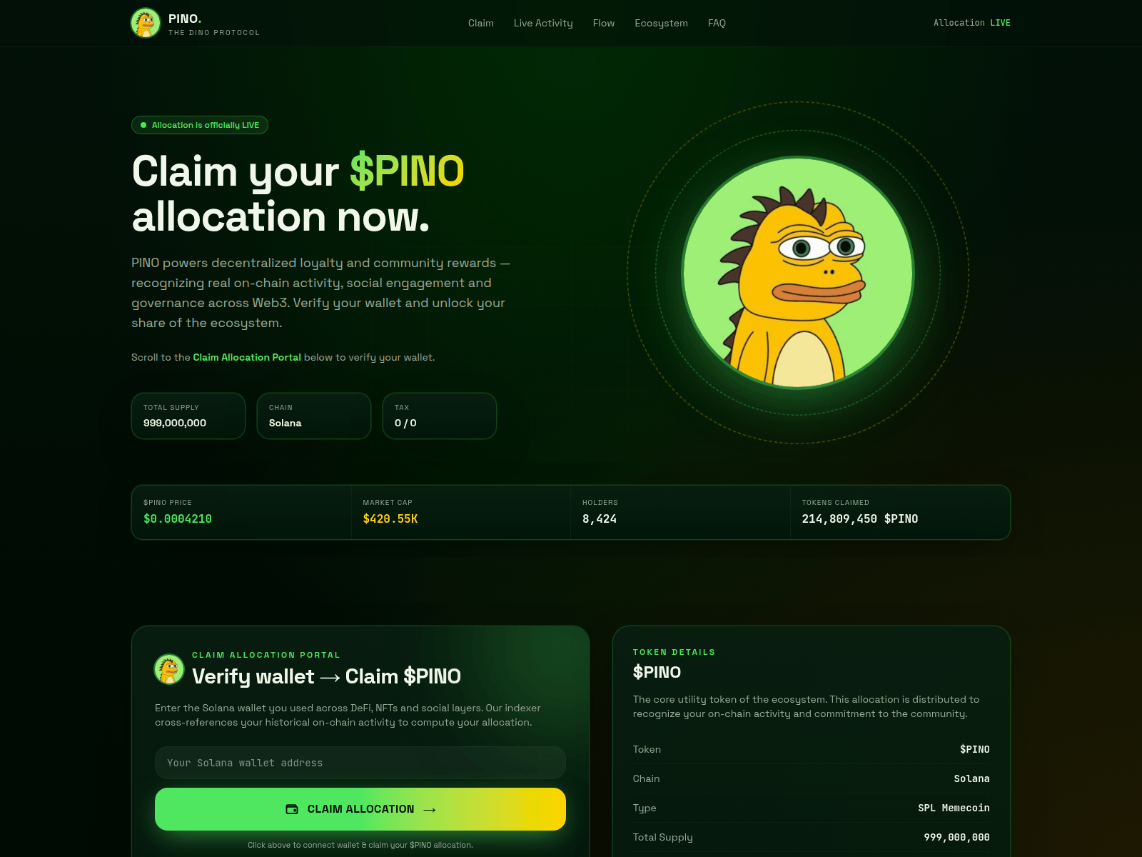 Screenshot of pinothedino.info