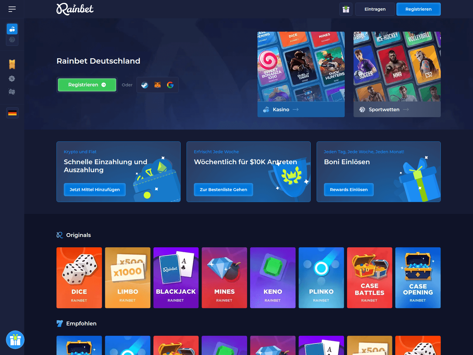 Screenshot of rainbet.com.de
