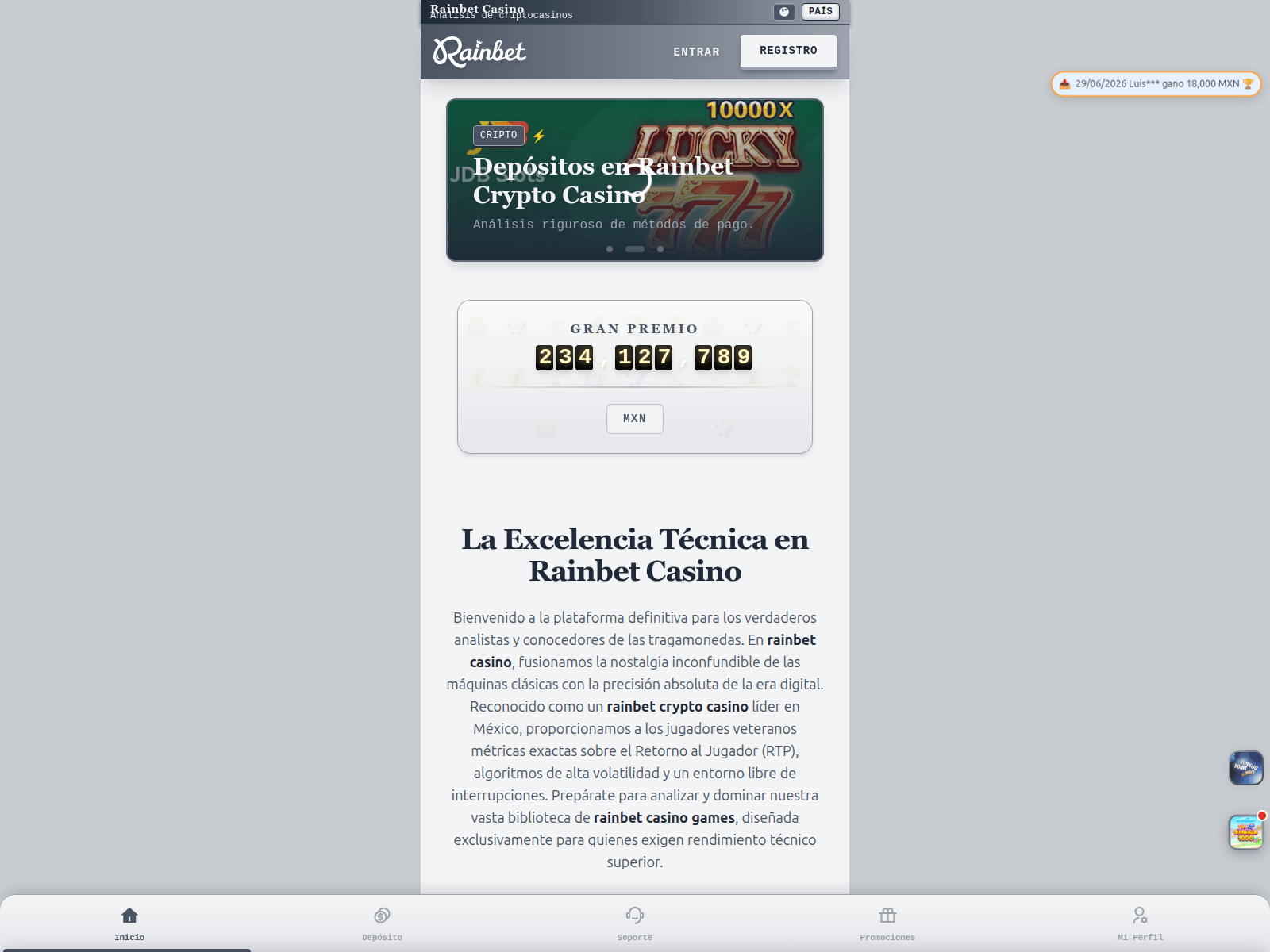 Screenshot of rainbetcryptocasino.com