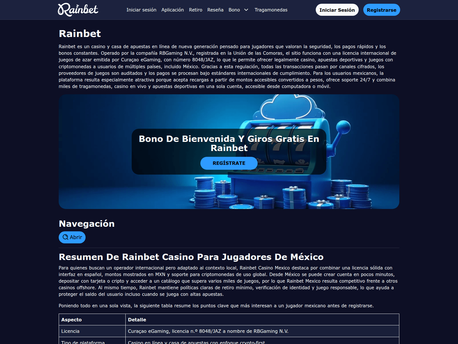 Screenshot of rainbet.mx