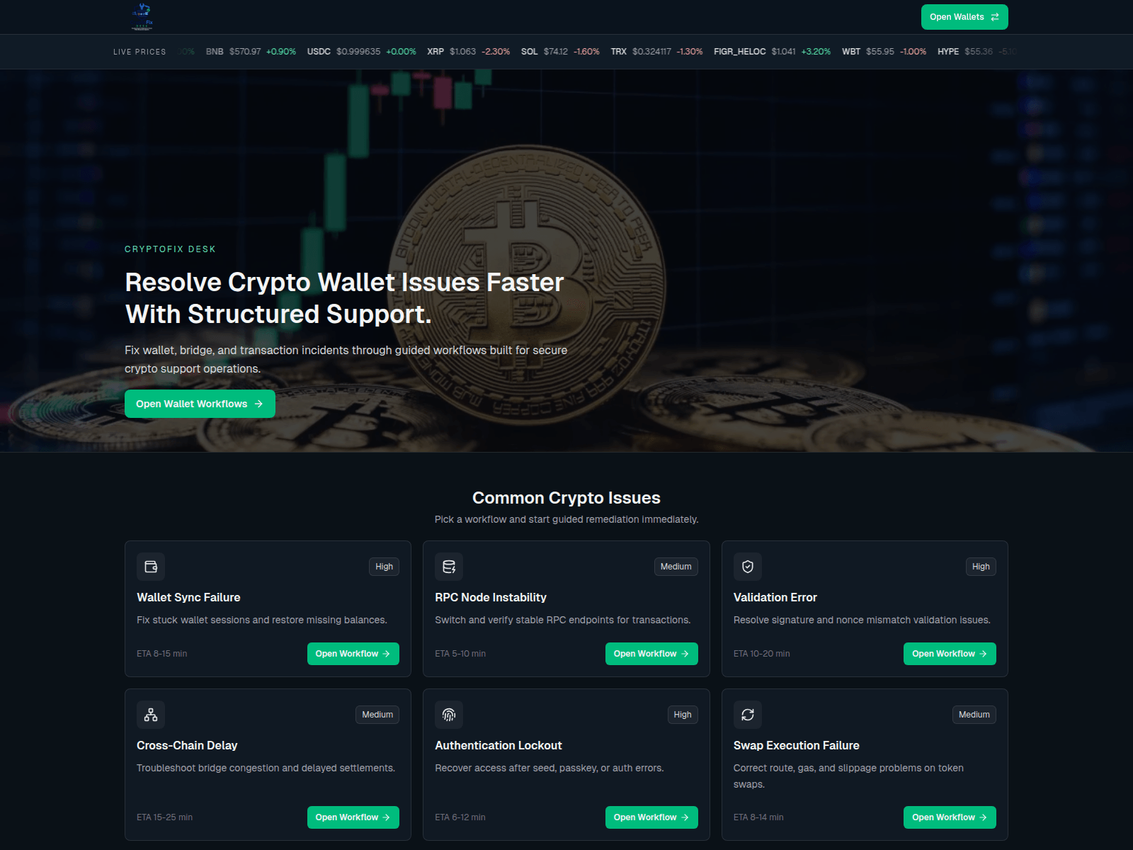 Screenshot of cryptofixdesk.com