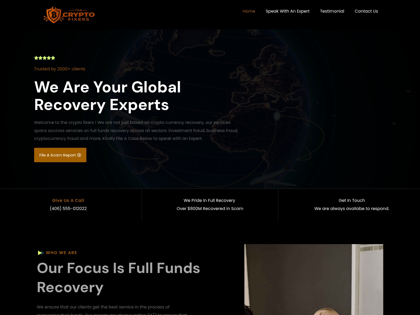 Screenshot of thecryptofixers.com