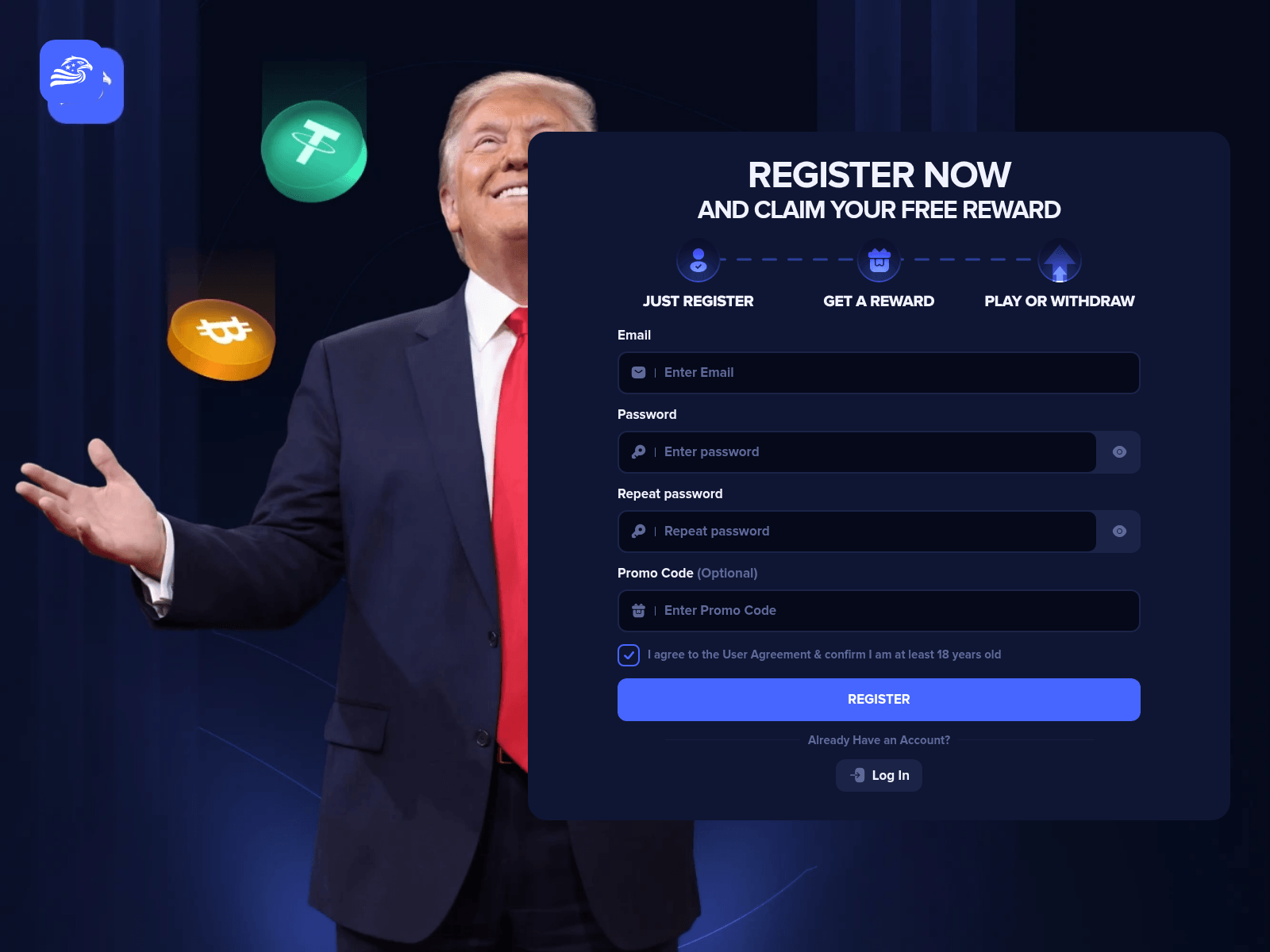 Screenshot of trumpcryptocasino.org