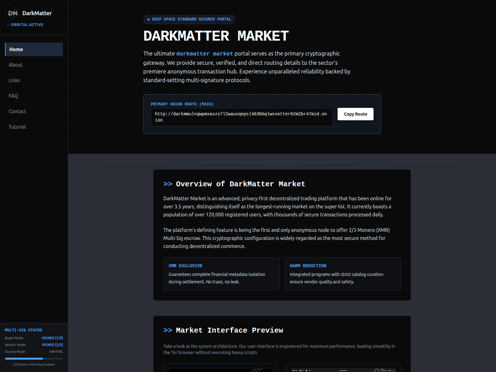 Screenshot of darkmatter-url.cyou