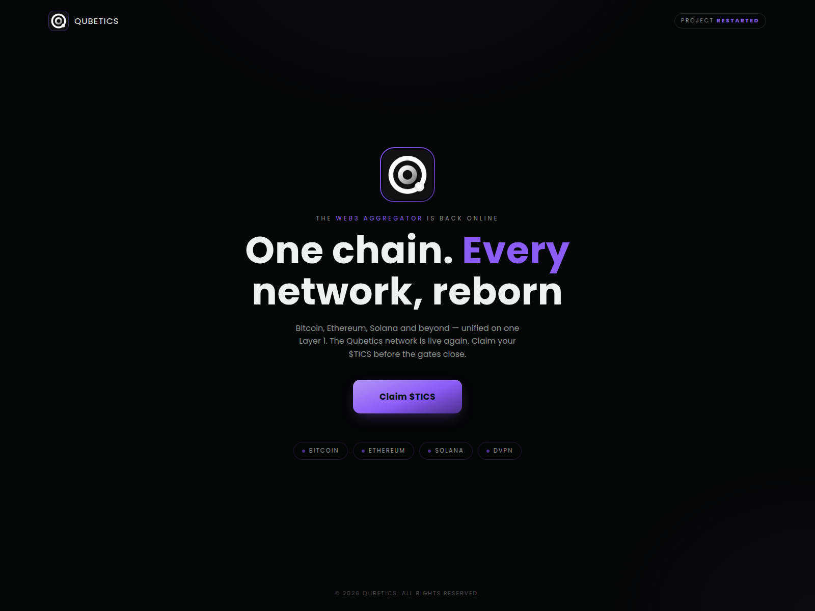 Screenshot of qubeticschain.live