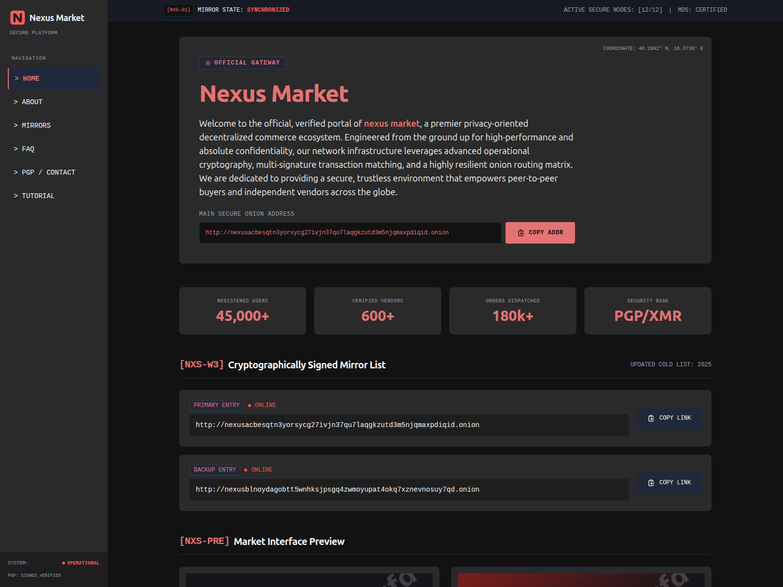 Screenshot of nexus-market.cfd