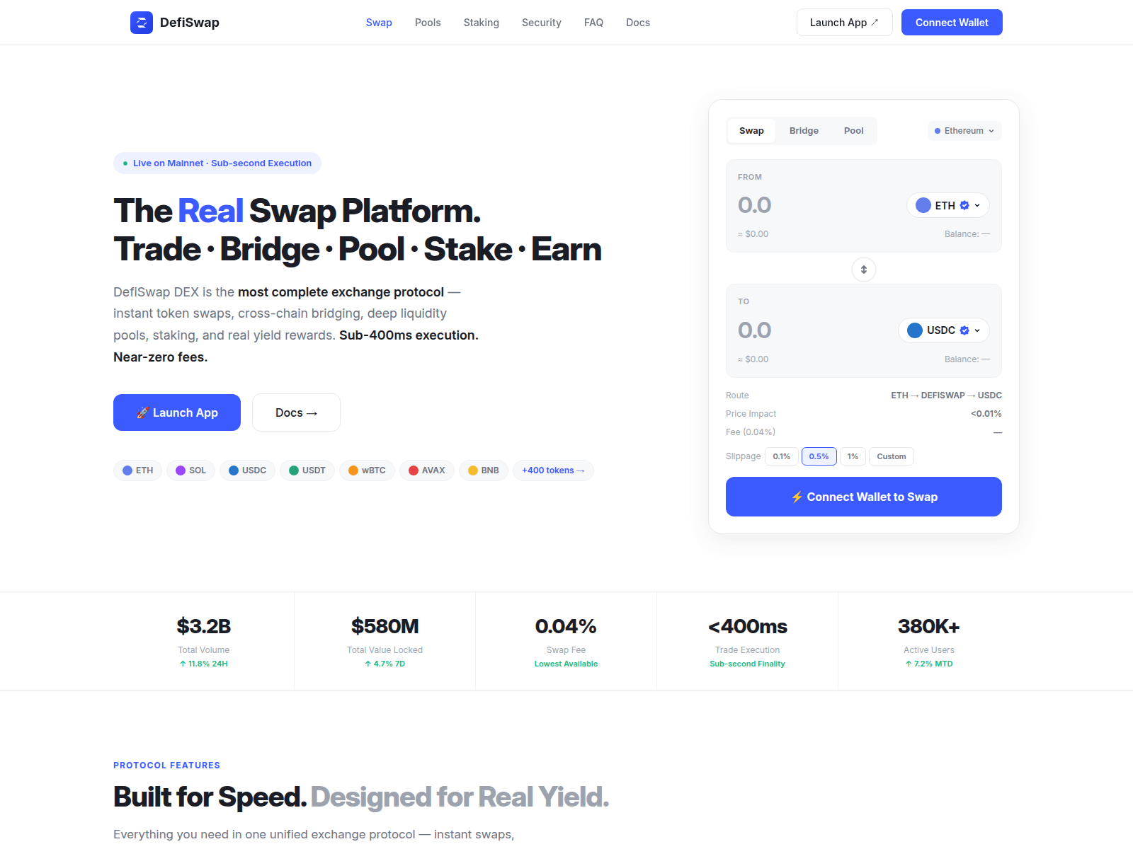 Screenshot of defiswap-dex.com