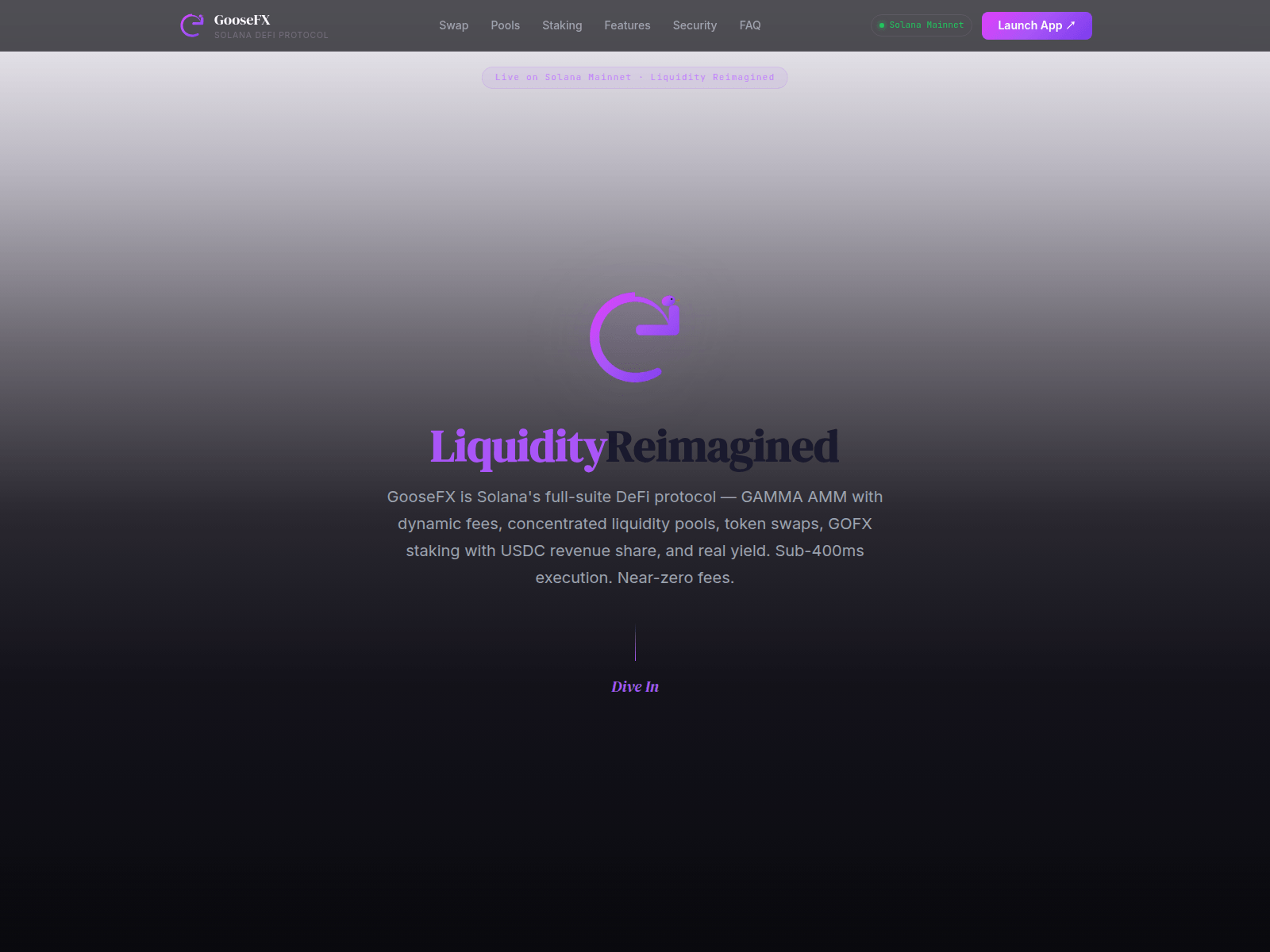 Screenshot of goosefx-dex.com