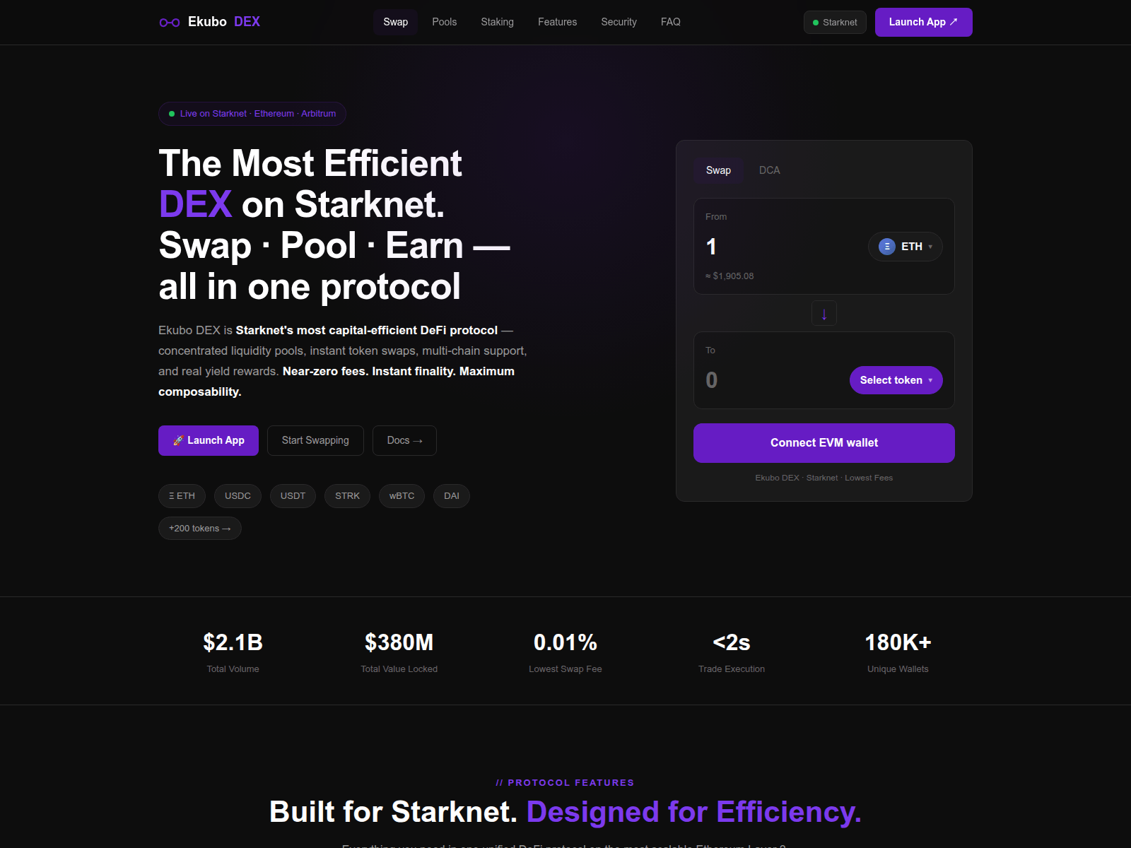 Screenshot of ekubo-dex.com