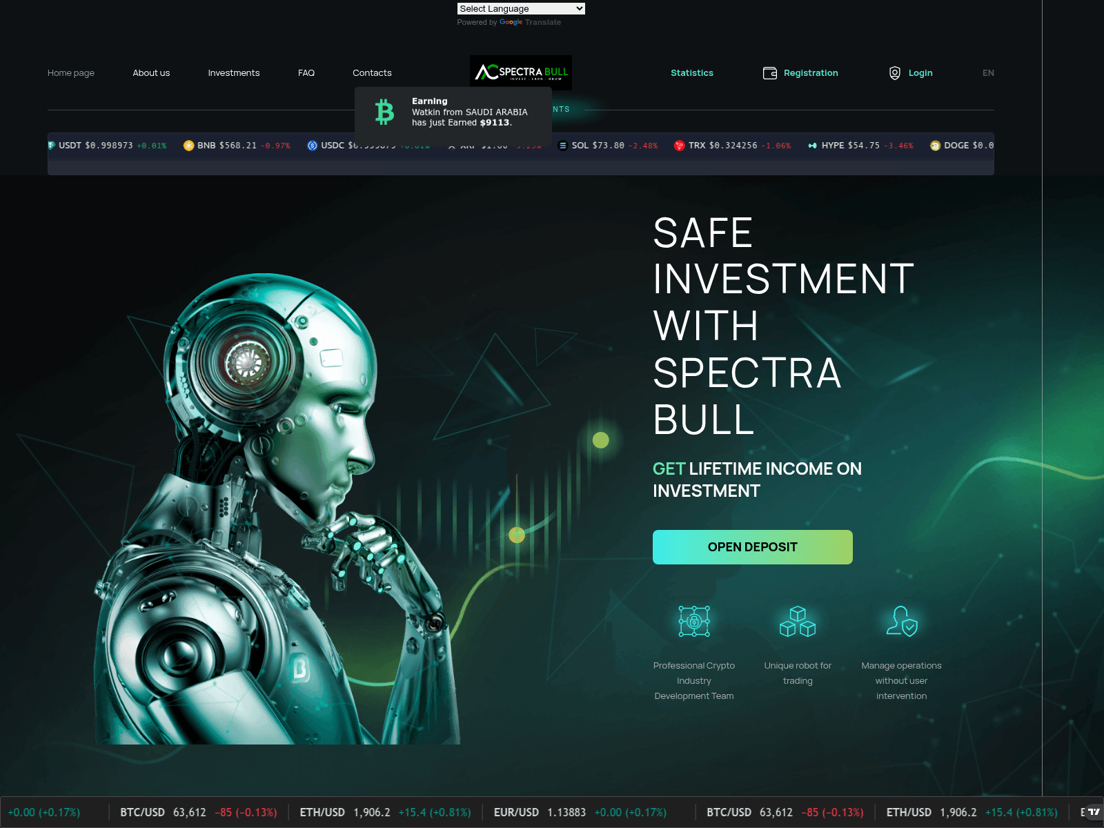 Screenshot of spectrabull.ltd
