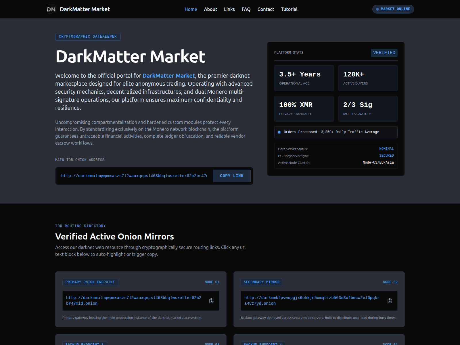 Screenshot of darkmatter-url.digital