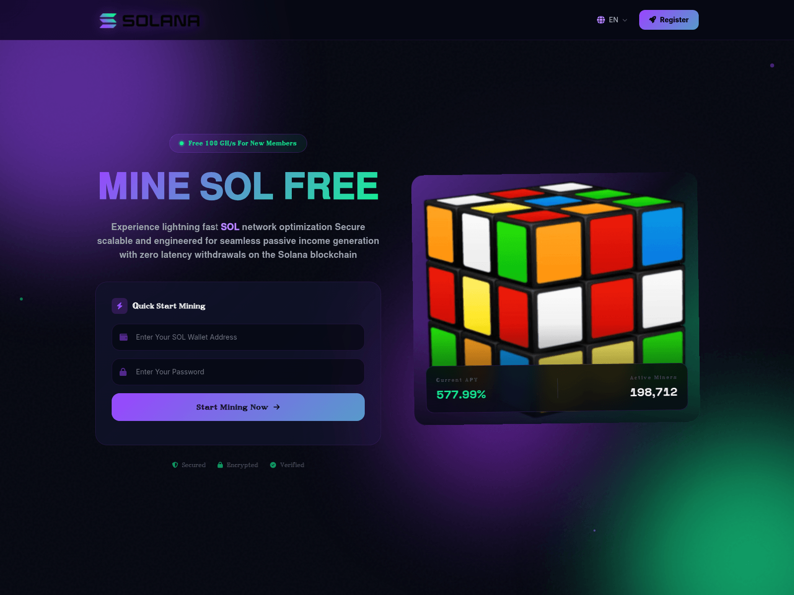 Screenshot of solanamine.live