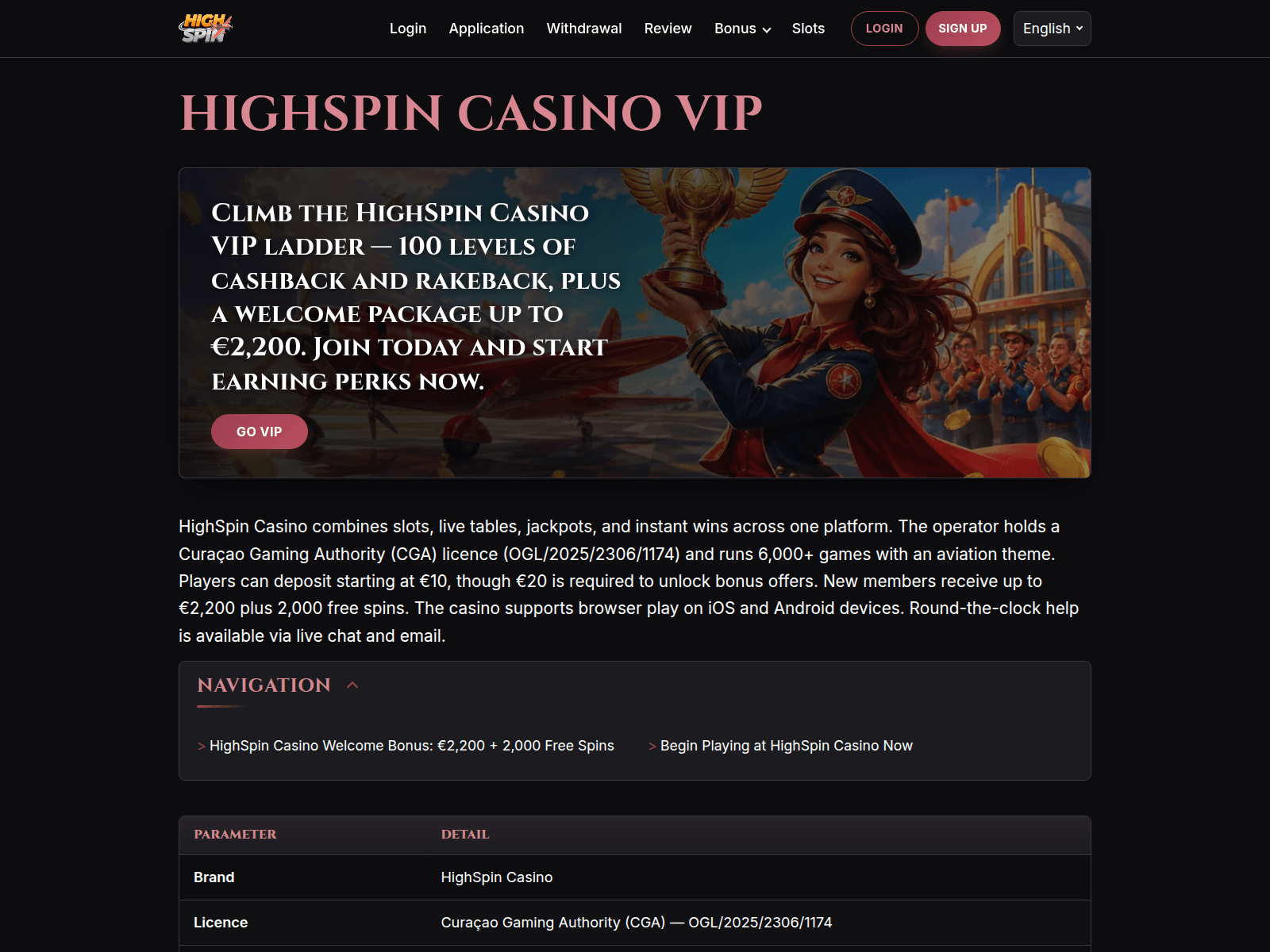 Screenshot of highspin.games