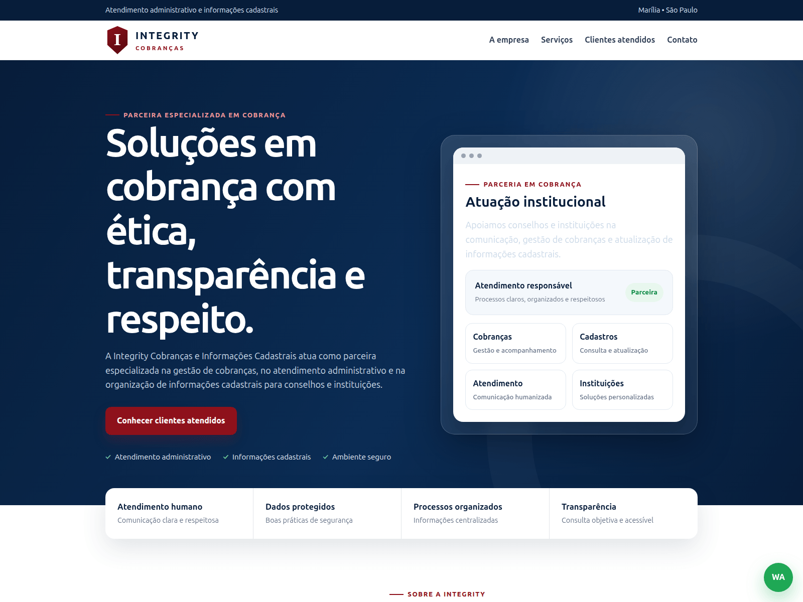 Screenshot of integritycobranca.com