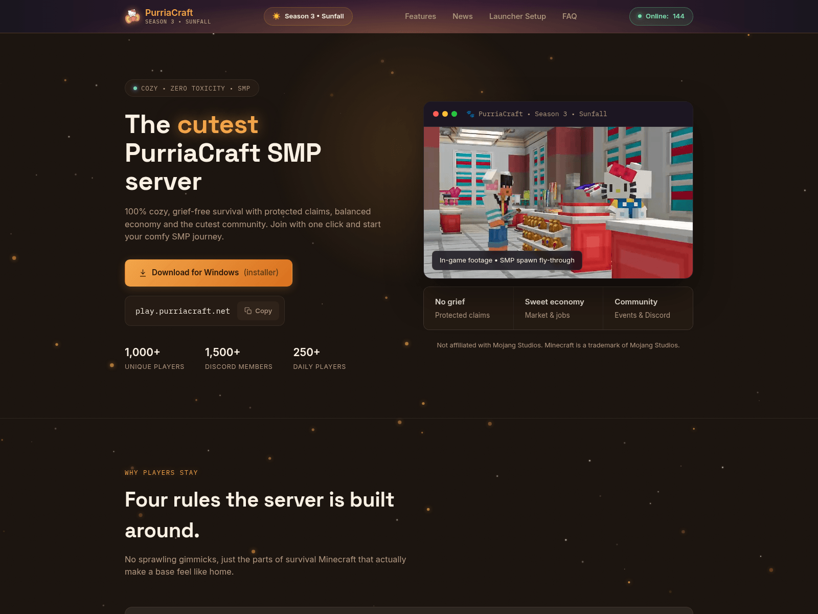 Screenshot of purriacraft.net