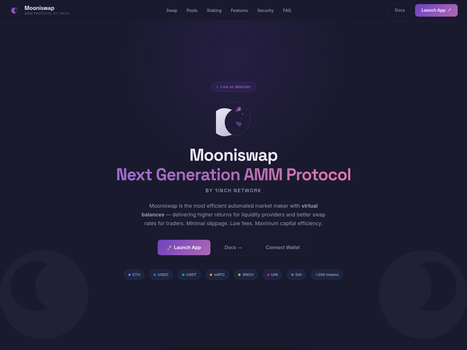 Screenshot of mooniswap.net
