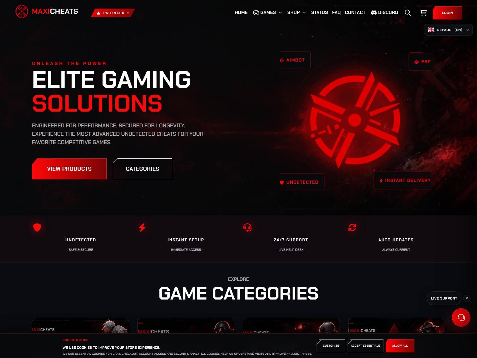 Screenshot of maxicheats.com