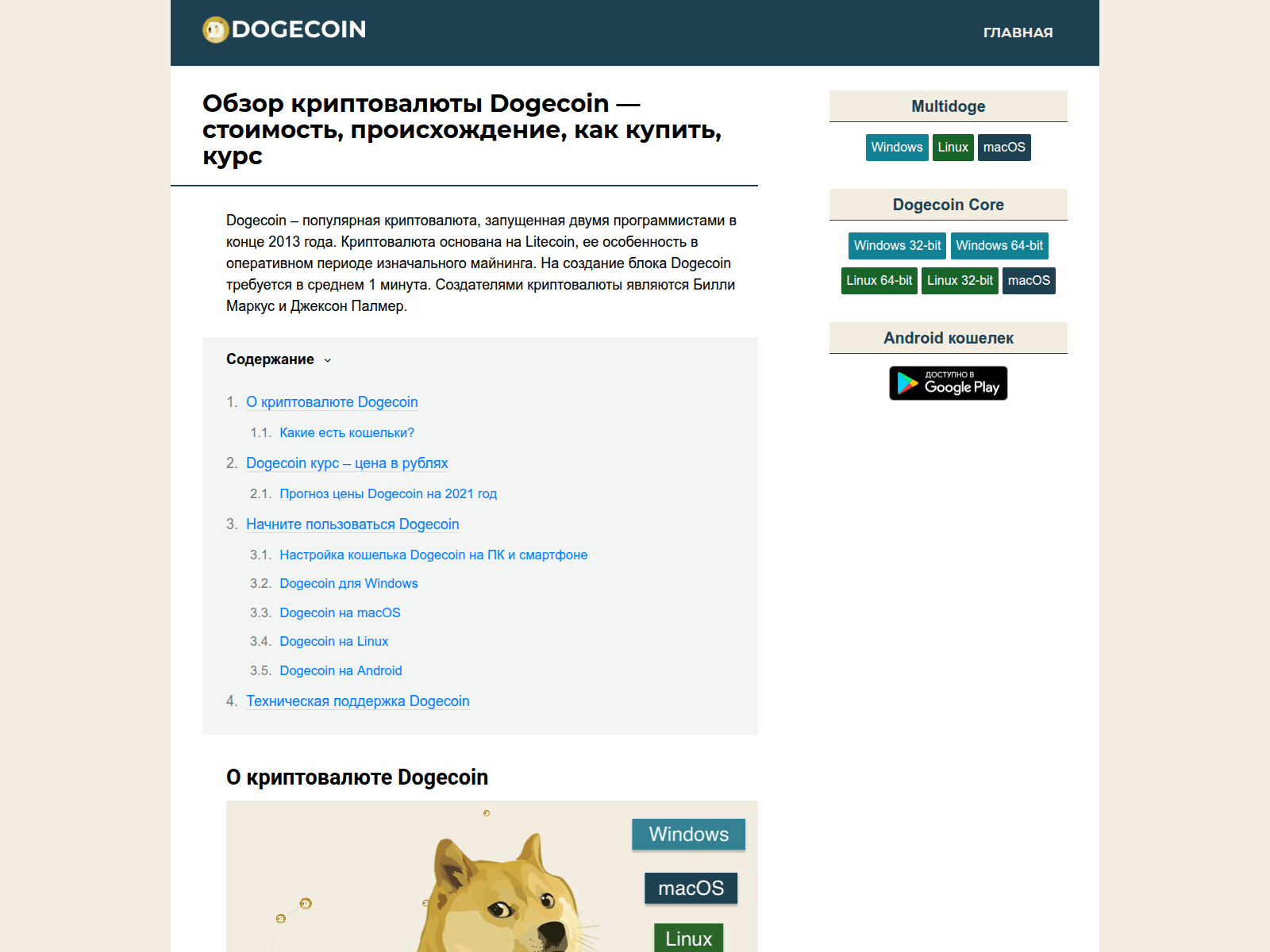 Screenshot of dogecoin-crypto.ru