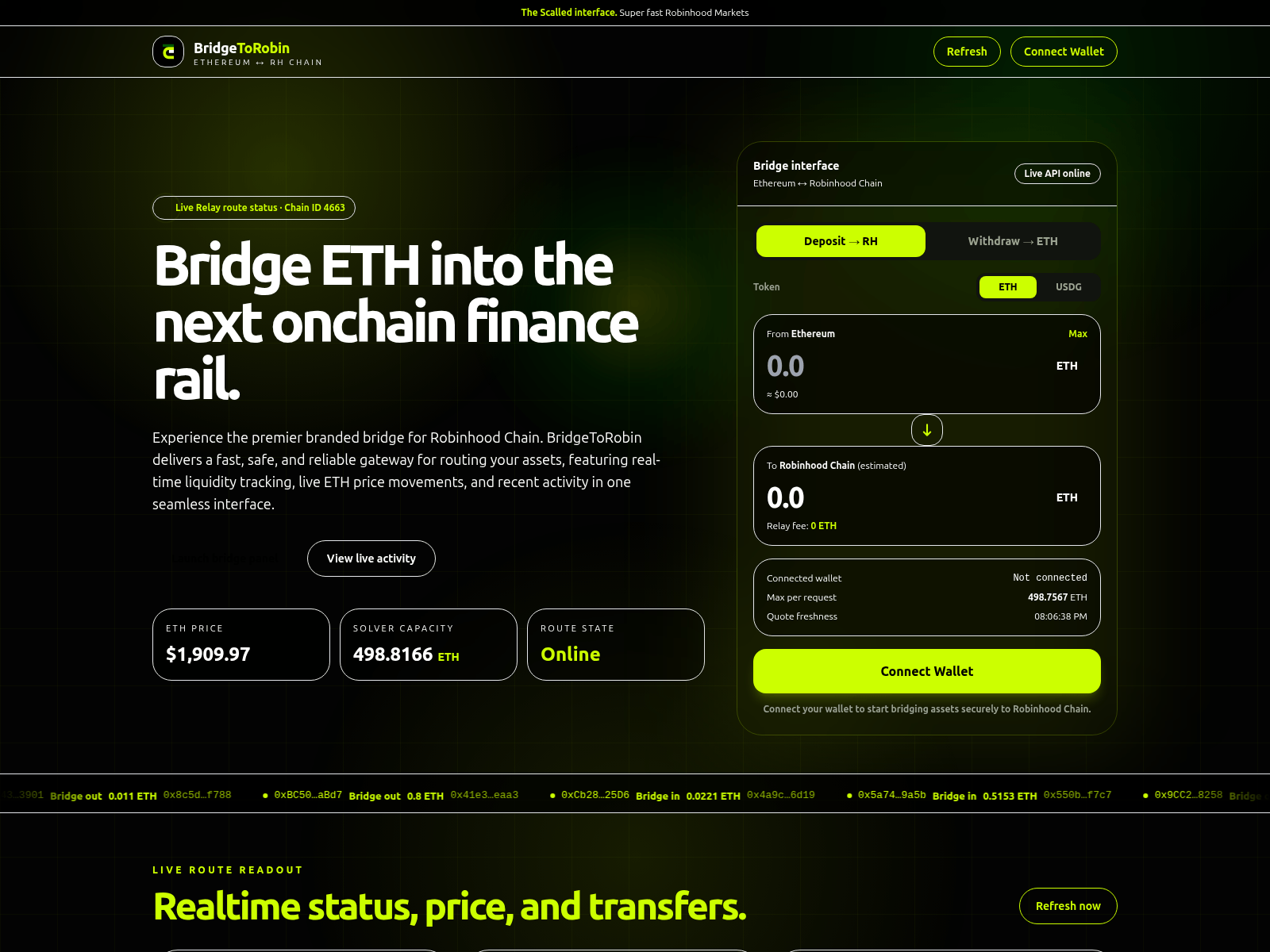 Screenshot of node.bridgeinformations.com