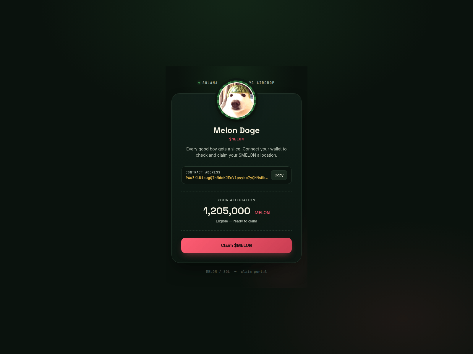 Screenshot of melondogclaim.netlify.app