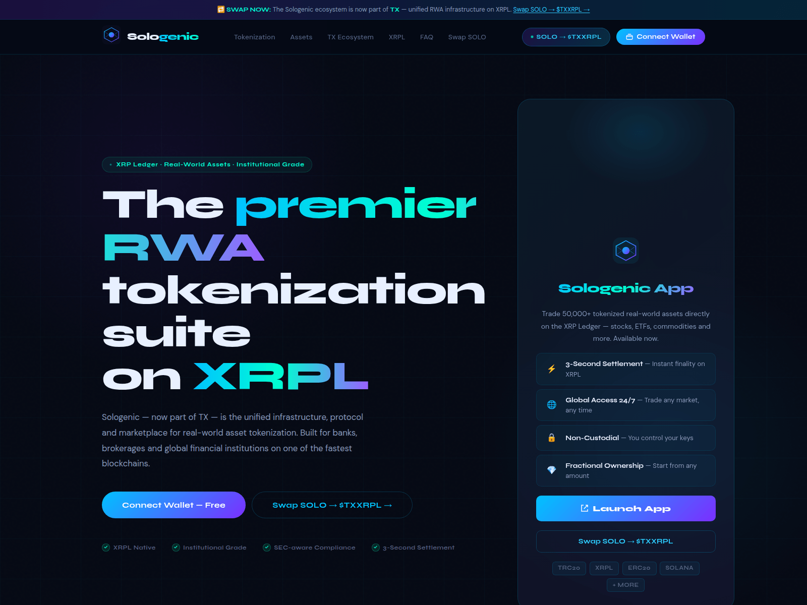 Screenshot of sologenic-dex.org