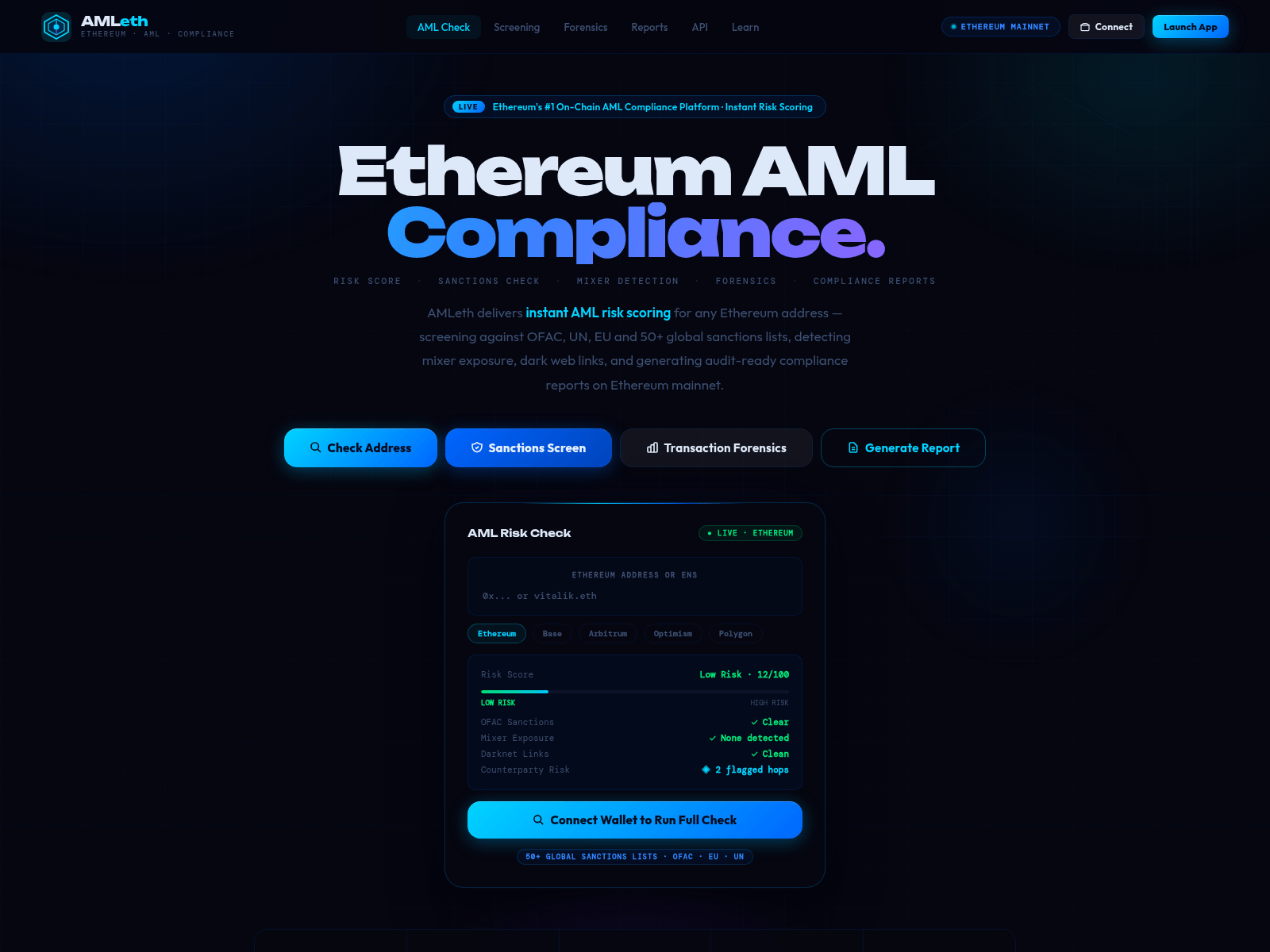Screenshot of aml-eth.xyz