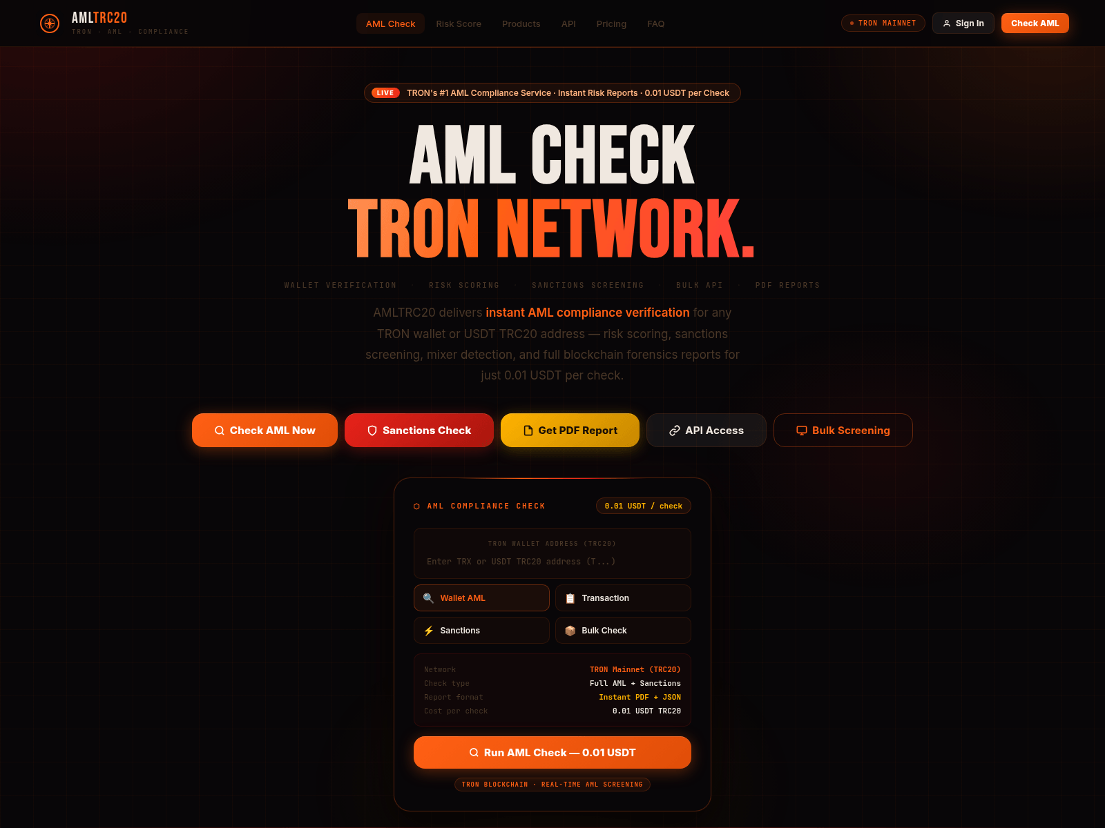 Screenshot of aml-trc20.xyz